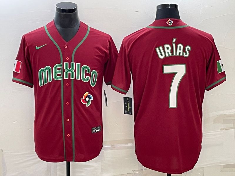 Men 2023 World Cub Mexico #7 Urias Red Nike MLB Jersey25->more jerseys->MLB Jersey